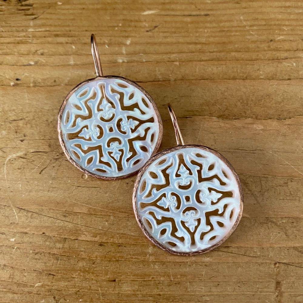 Beautiful Mother of Pearl Rose Gold Earrings